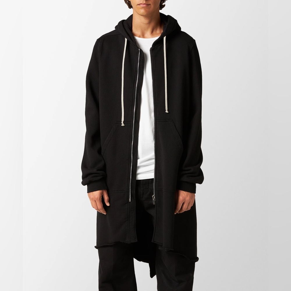 Rick Owens DRKSHDW Black Long Zip Up Hoodie Jacket XL